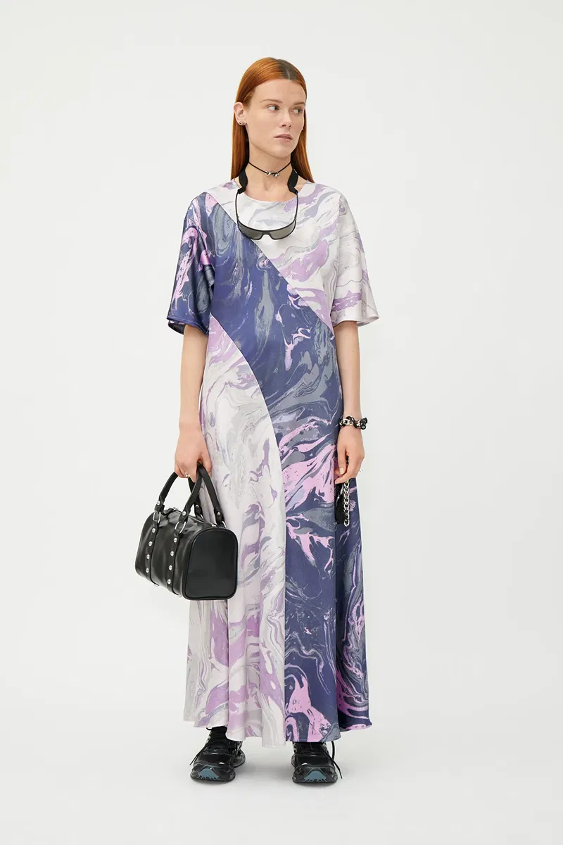 bias cut tea dress Morag - V Neck Bias Cut Tea Dress