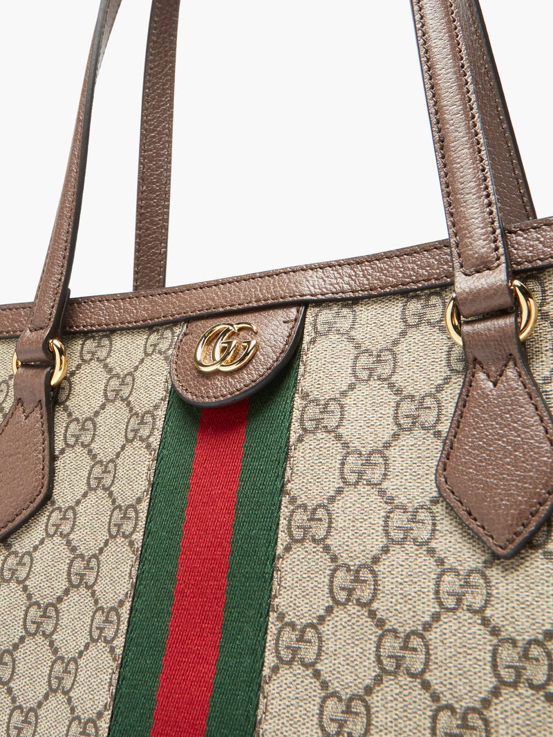 Grey Ophidia Web-stripe GG Supreme canvas tote bag, Gucci