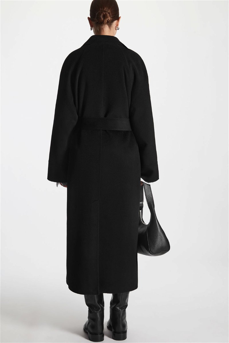 COS Double-Faced Wool Belted Coat in BLACK