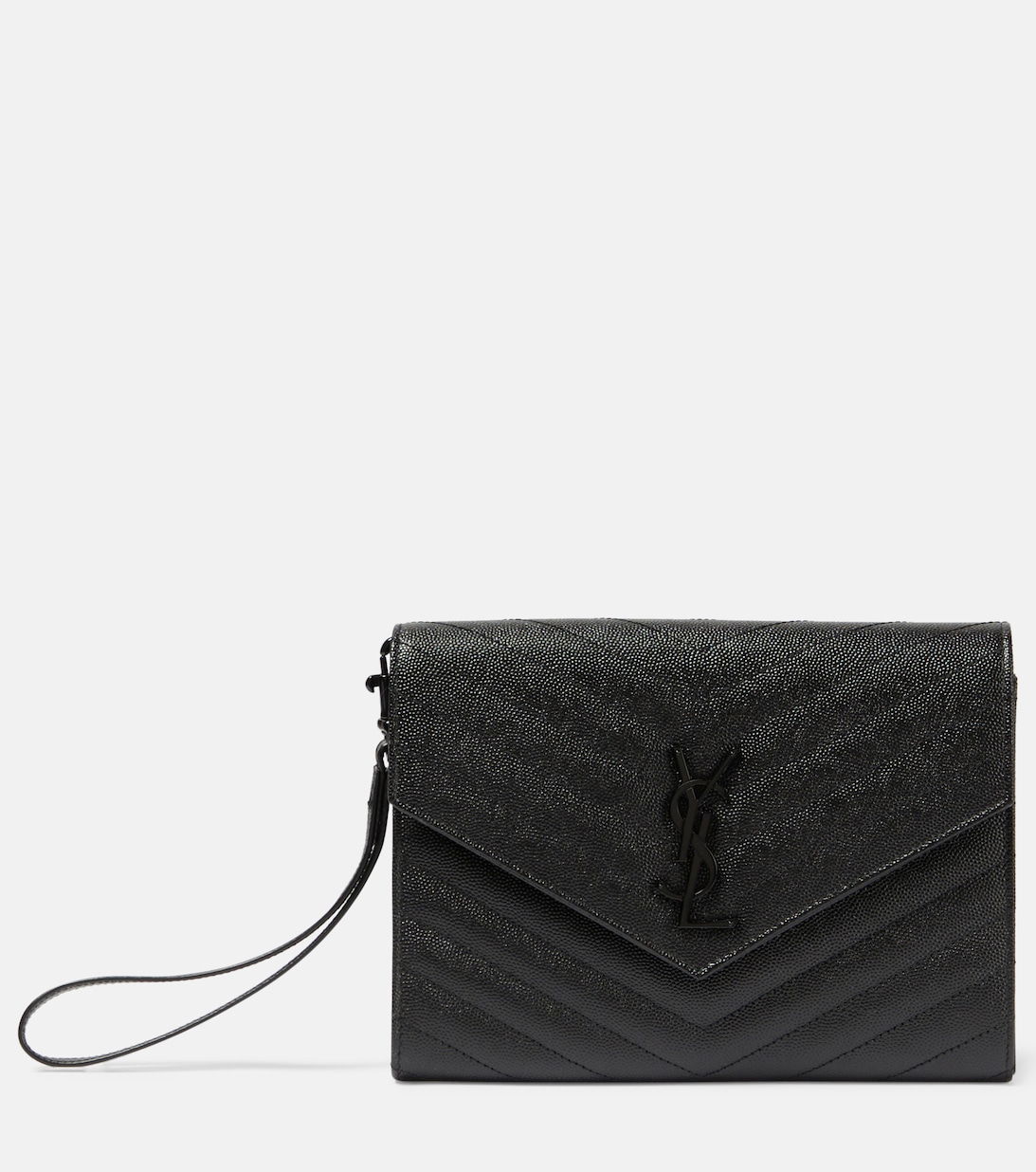 SAINT LAURENT Cassandre Matelassé Leather Clutch in Black | Endource