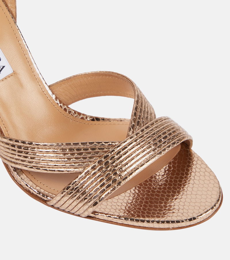 AQUAZZURA Ari 85 Metallic Leather Sandals endource