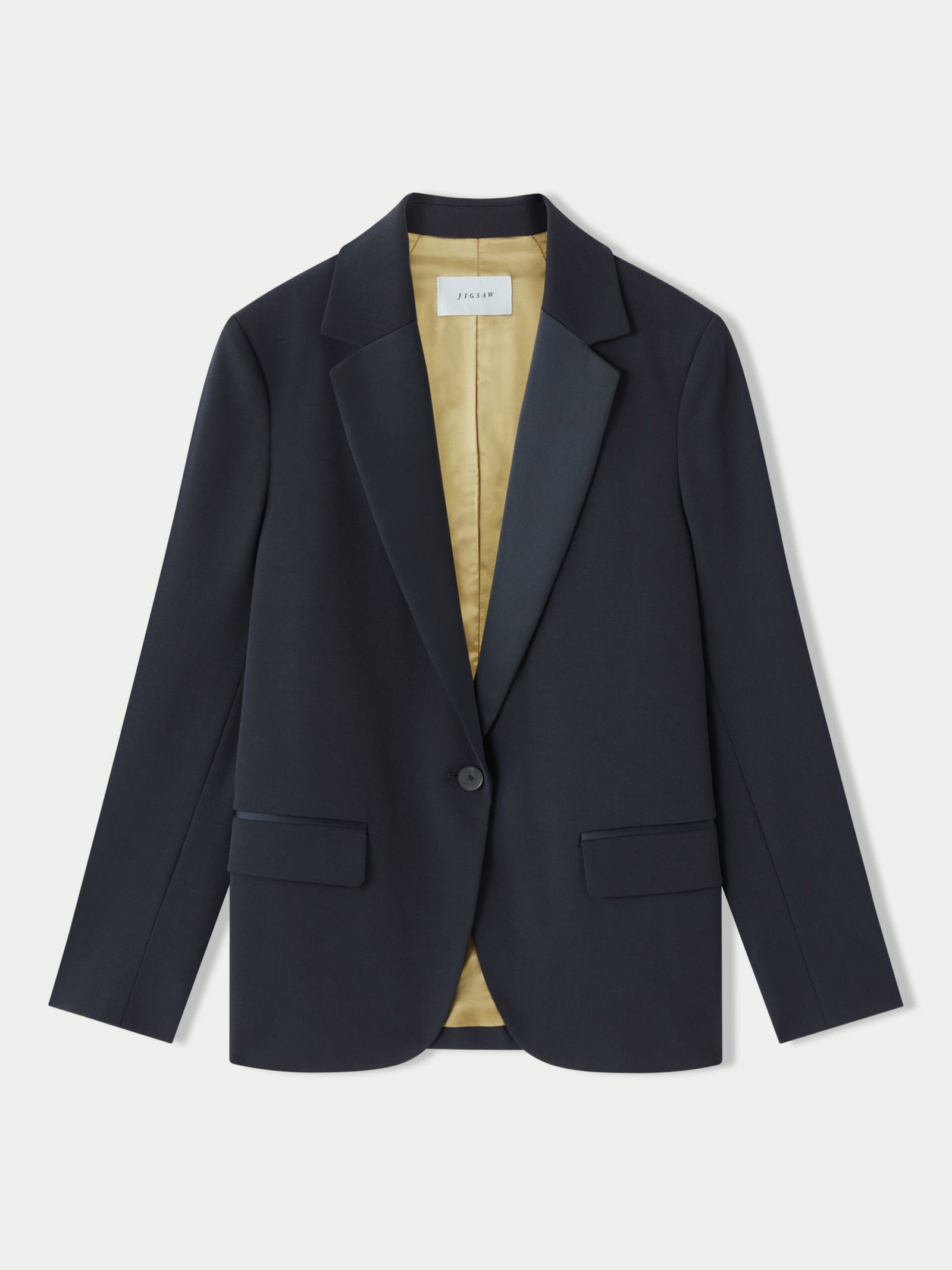 JIGSAW Button Paris Blazer Jacket in Navy | endource