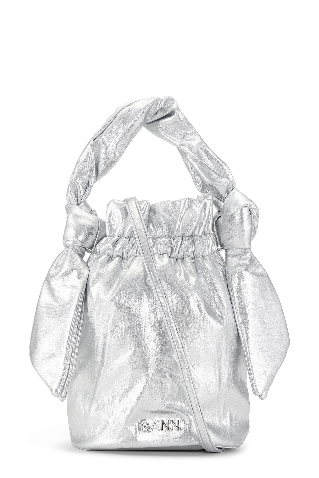 GANNI Occasion Top Handle Knot Bag in Silver Endource