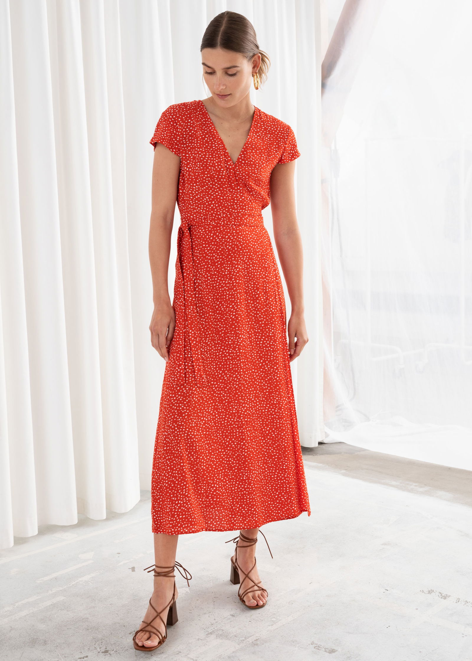 & OTHER STORIES Polka Dot Midi Wrap Dress | endource