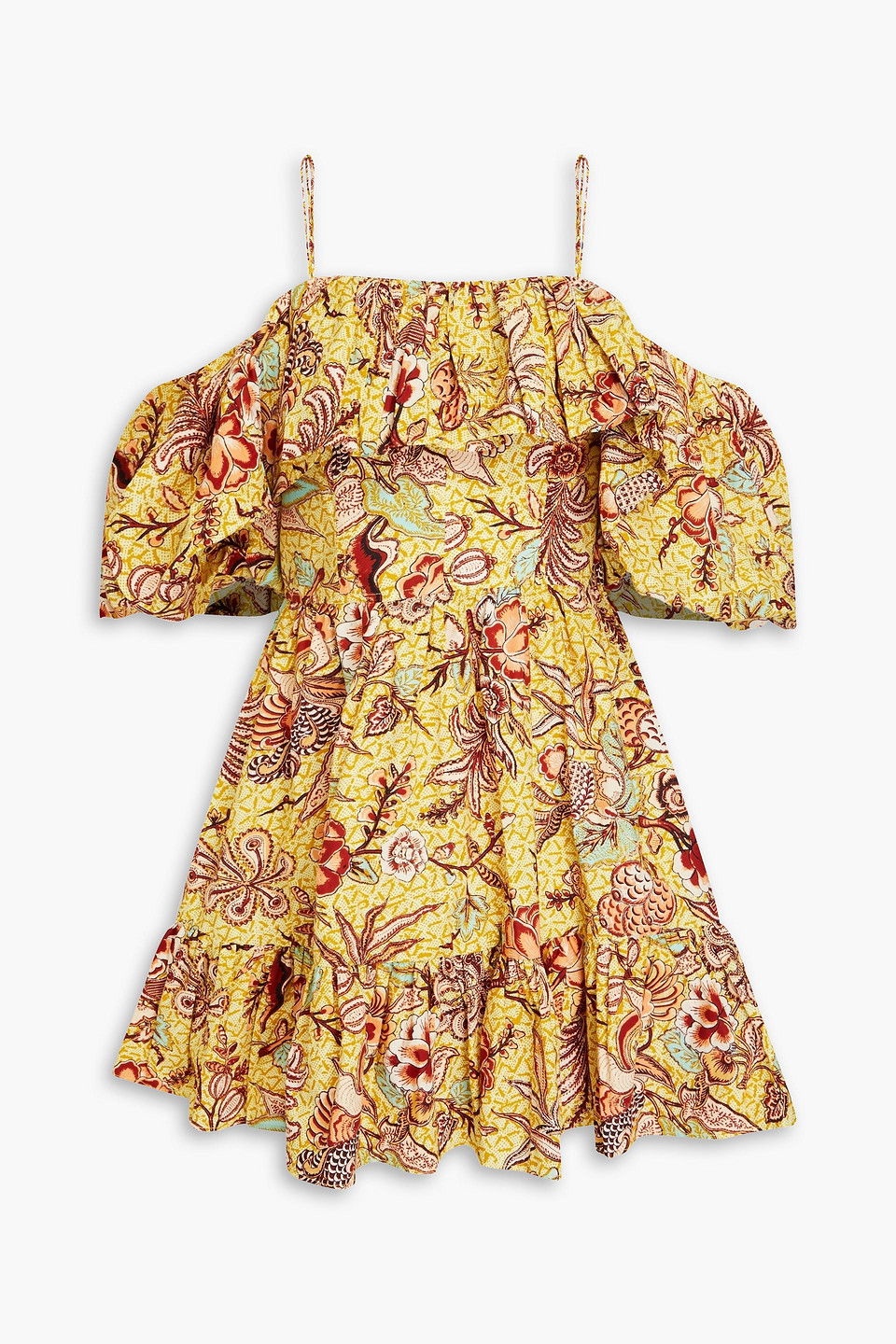 ULLA JOHNSON Lila Cold-Shoulder Floral-Print Cotton-Poplin Mini Dress ...
