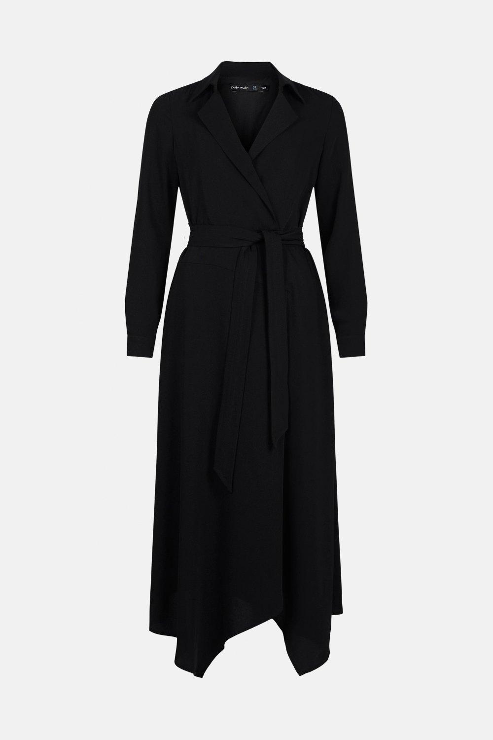 karen millen wrap shirt dress Multi KarenMillen Lime Print Cotton Puff Sleeve Woven Midi Shirt Dress With Dropped Waist Detail