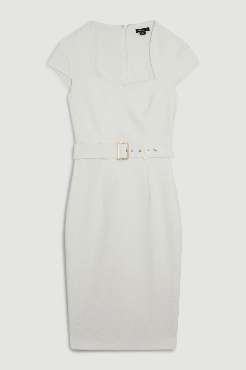 Scuba Fabric Strap Dress - White