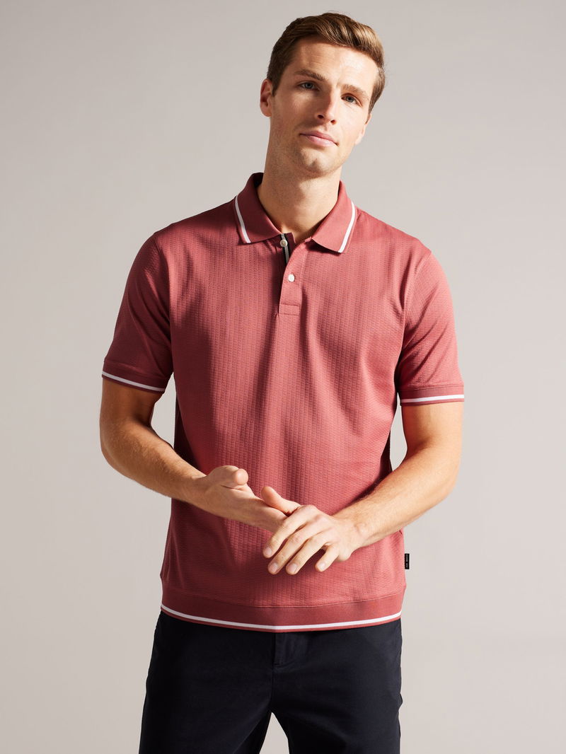 TED BAKER Erwen Textured Cotton Polo Shirt | Endource