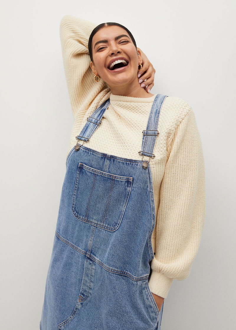 mango denim pinafore dress Mango denim pinafore dress in light blue