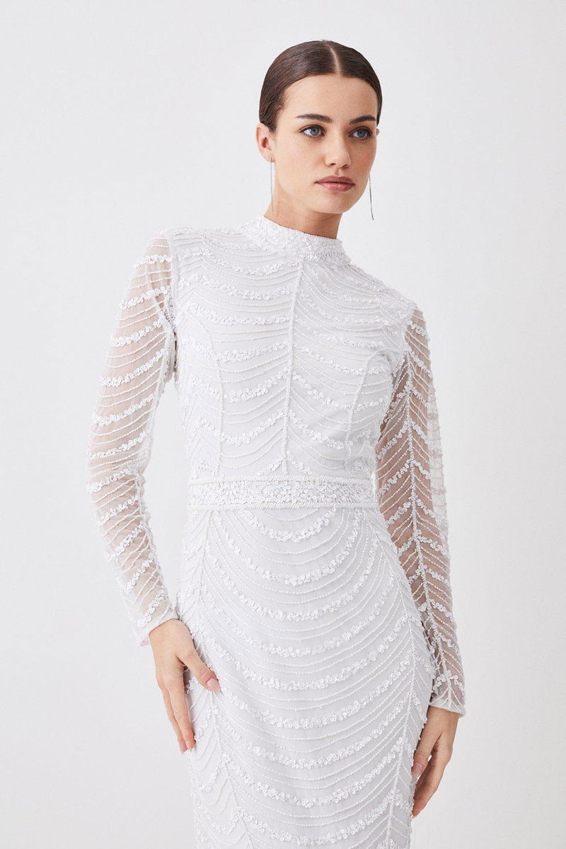 KAREN MILLEN Petite Draped Crystal Embellished Maxi Dress endource