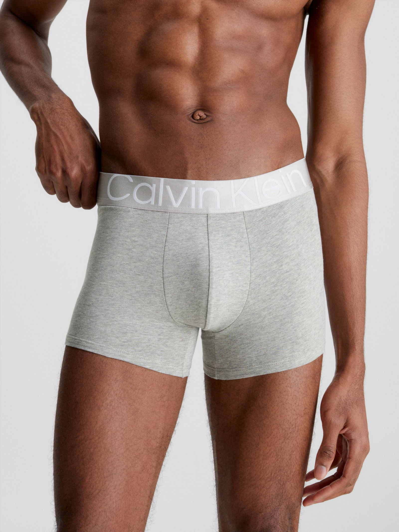 CALVIN KLEIN Recycled Cotton Blend Trunks, Pack Of 3 in Sky/Grey