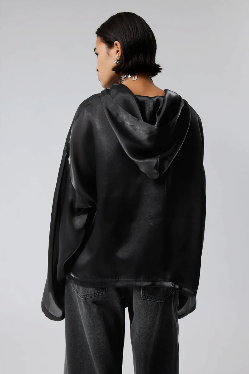 Plush velvet hoody black