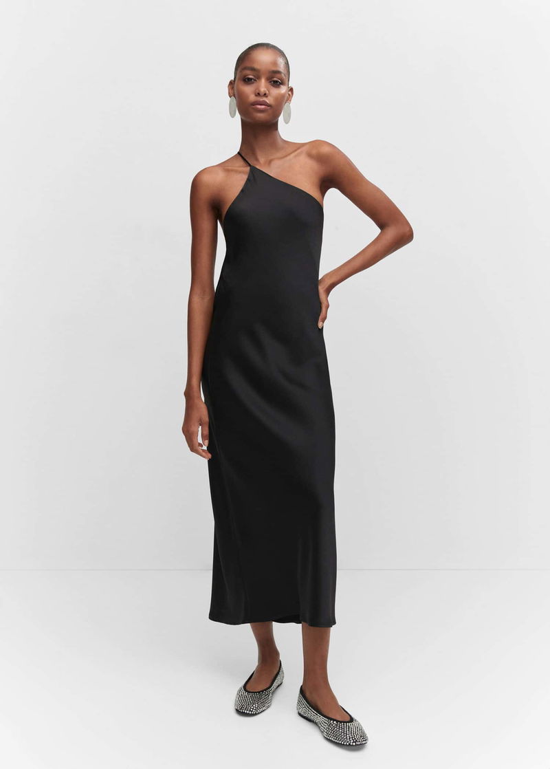 open back satin effect dress Open Back Satin Effect Dress