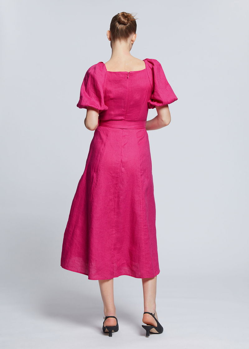 & OTHER STORIES Linen Puff Sleeve Midi Dress | endource