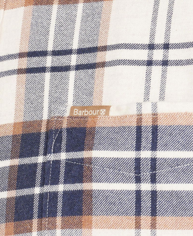 Barbour check flannel shirt, close-up view