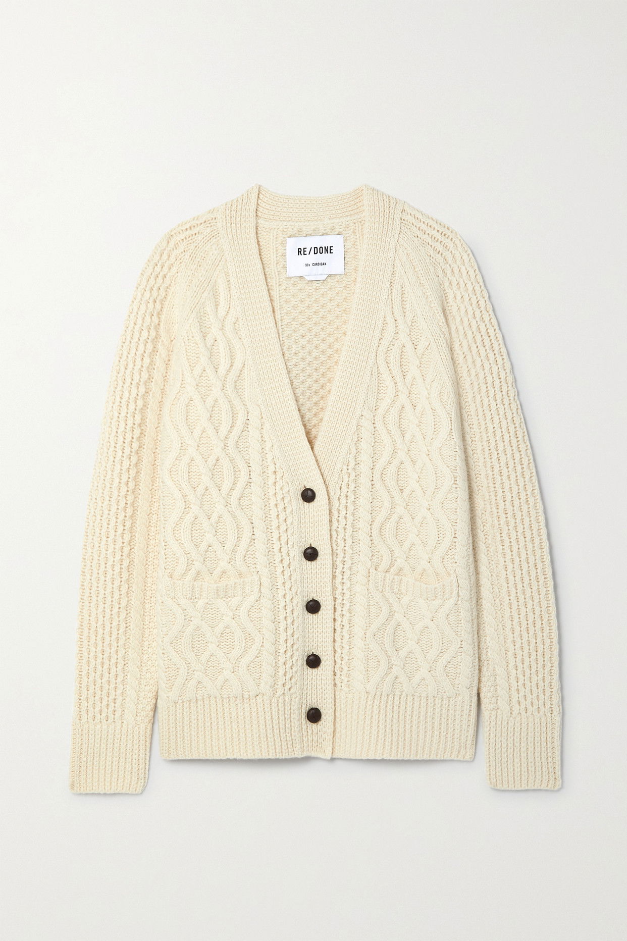 Redone 90s Oversized Cable-Knit Wool Cardigan | endource