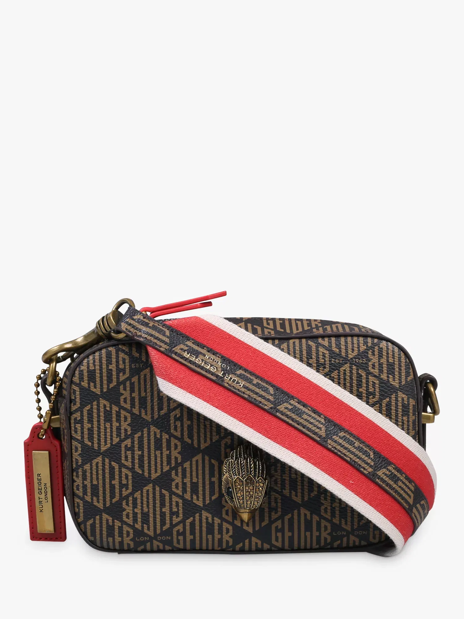 kurt geiger brown monogram richmond cross body bag