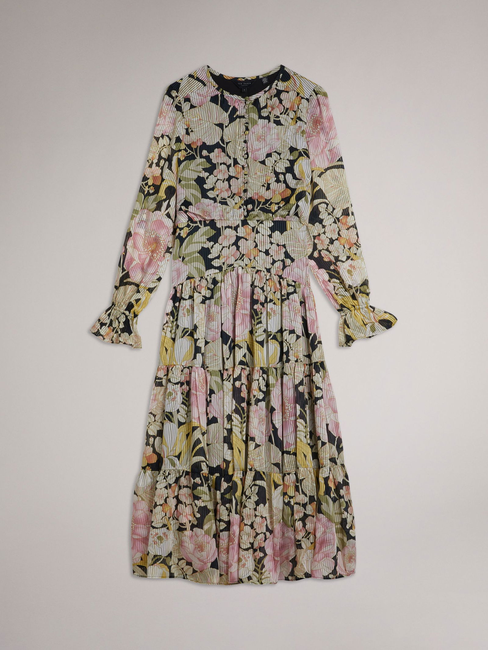 TED BAKER Adeliaa Button Up Tiered Midi Dress | endource