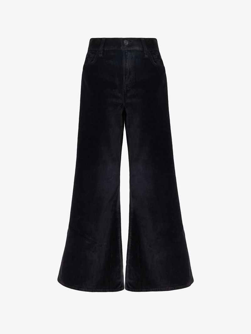 FRAME Le Palazzo Wide-Leg High-Rise Velvet Jeans endource
