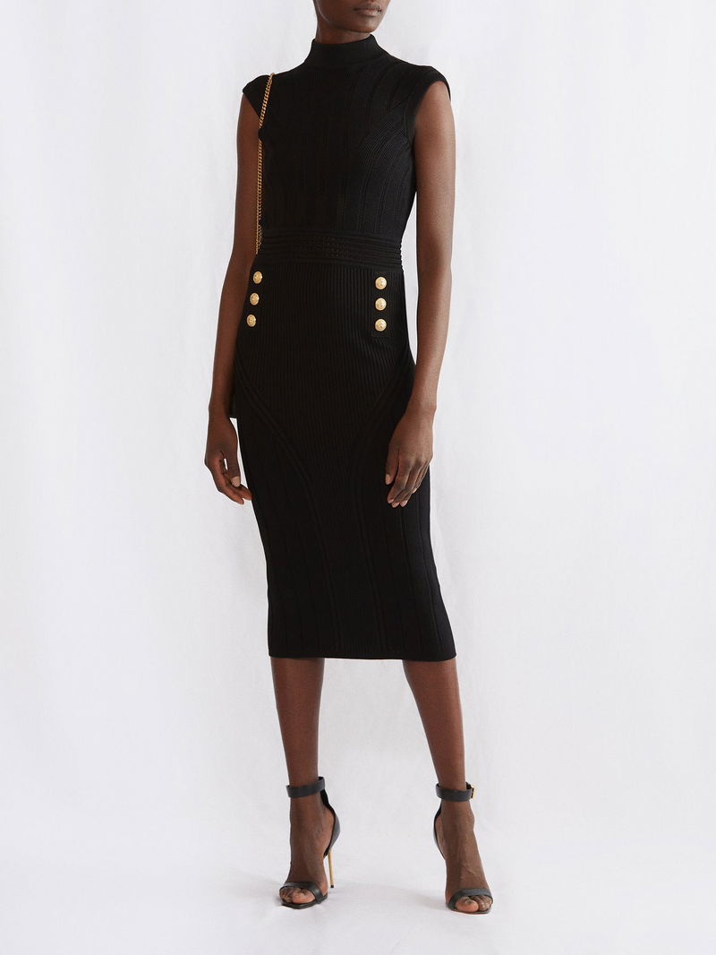 Open-backed ribbed jersey dress