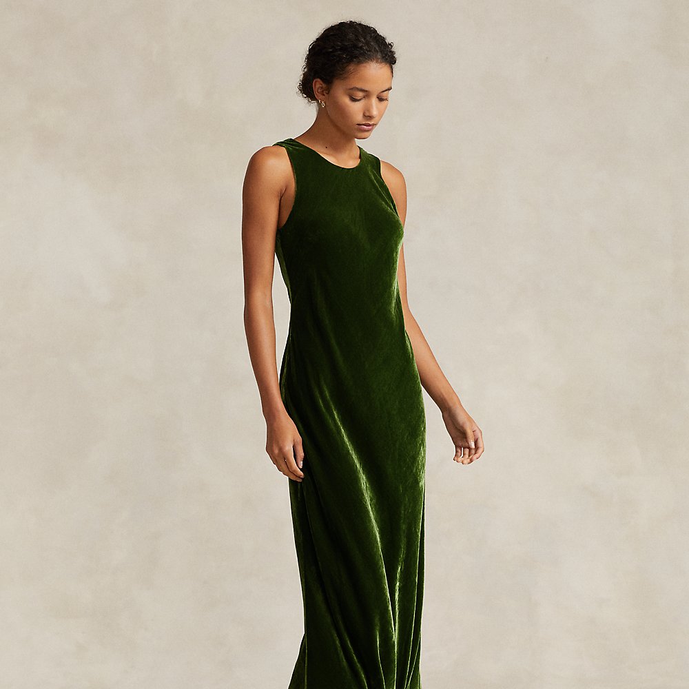 polo ralph lauren velvet dress Ruched Asymmetrical for Women Balancing the ease of a one POLO RALPH LAUREN Silk-Blend Velvet