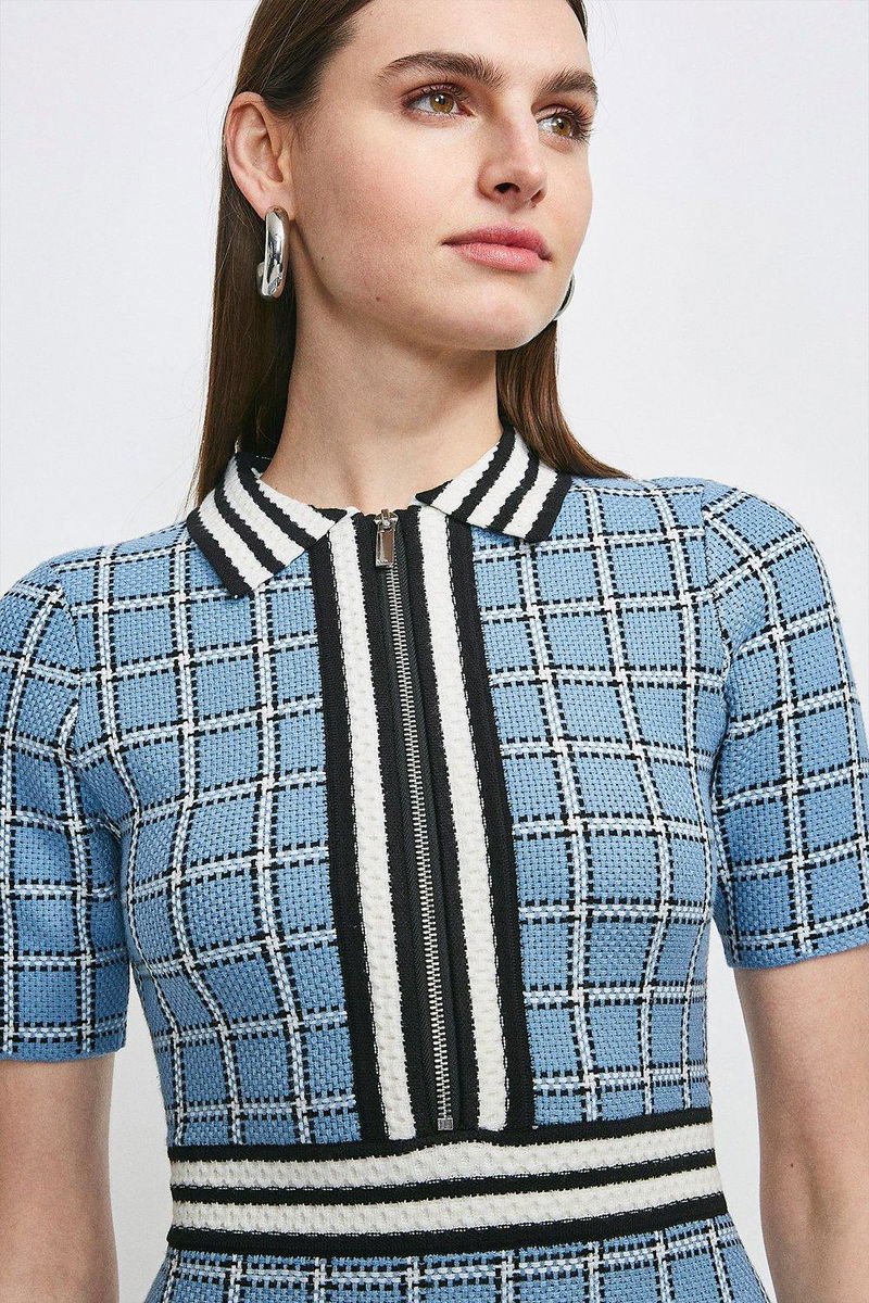 KAREN MILLEN Textured Check Knit Dress | endource