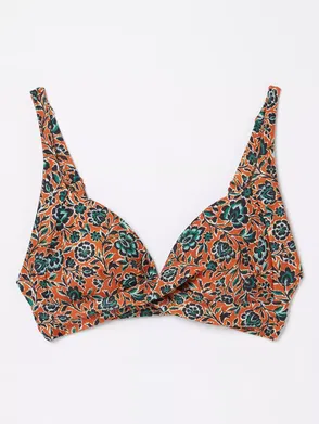 WHISTLES Aster Floral Bikini Top in Black/Multi