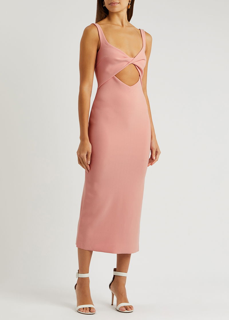 cream crochet midi dress The Striped Halter Crochet Midi Dress
