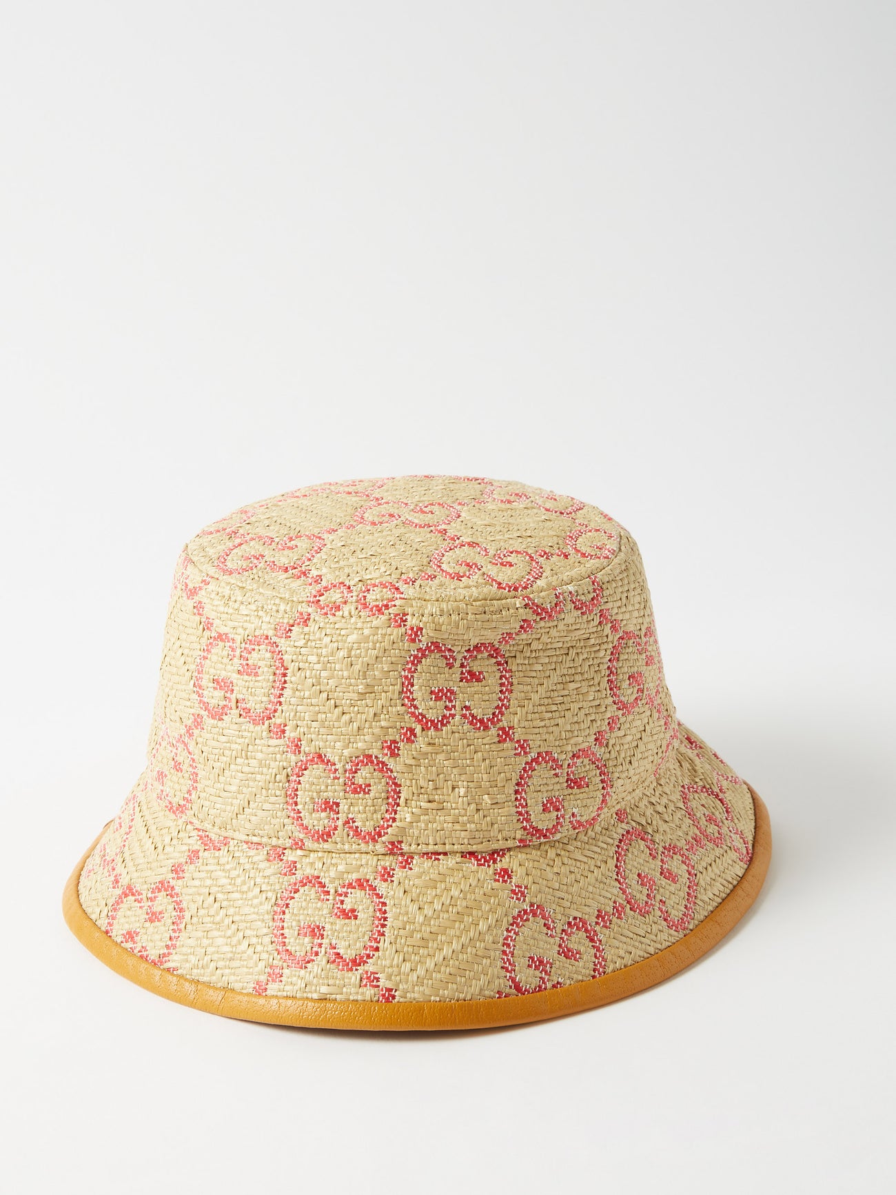 GUCCI Raffia Double G Bucket Hat S Ivory 552402