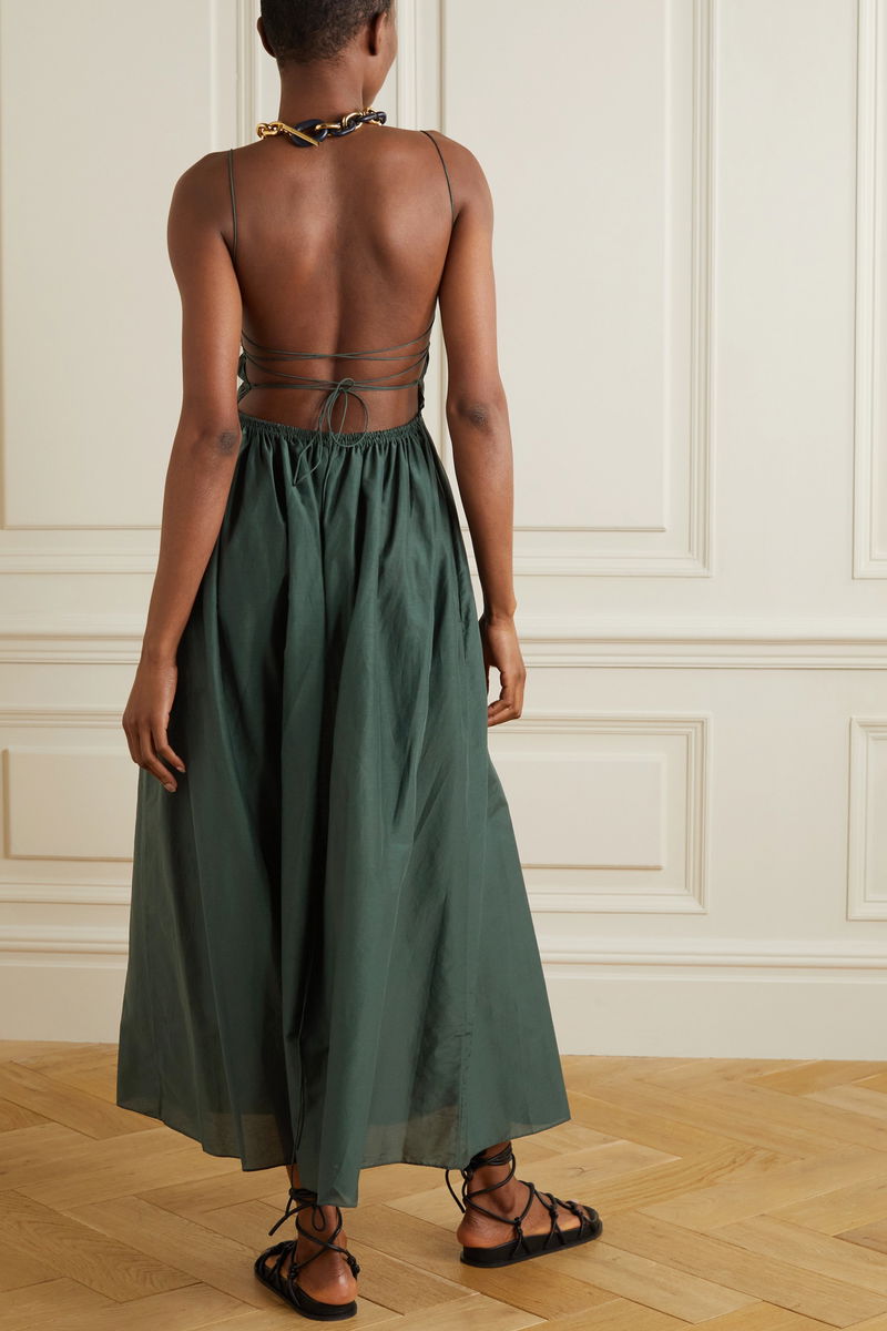 matteau green dress Shirred Plunge Dress main image 0