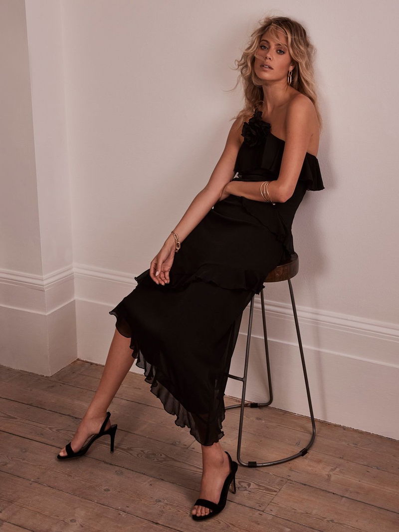 MINT VELVET One Shoulder Chiffon Ruffle Midi Dress | endource MINT VELVET One Shoulder Chiffon Ruffle Midi Dress | endource