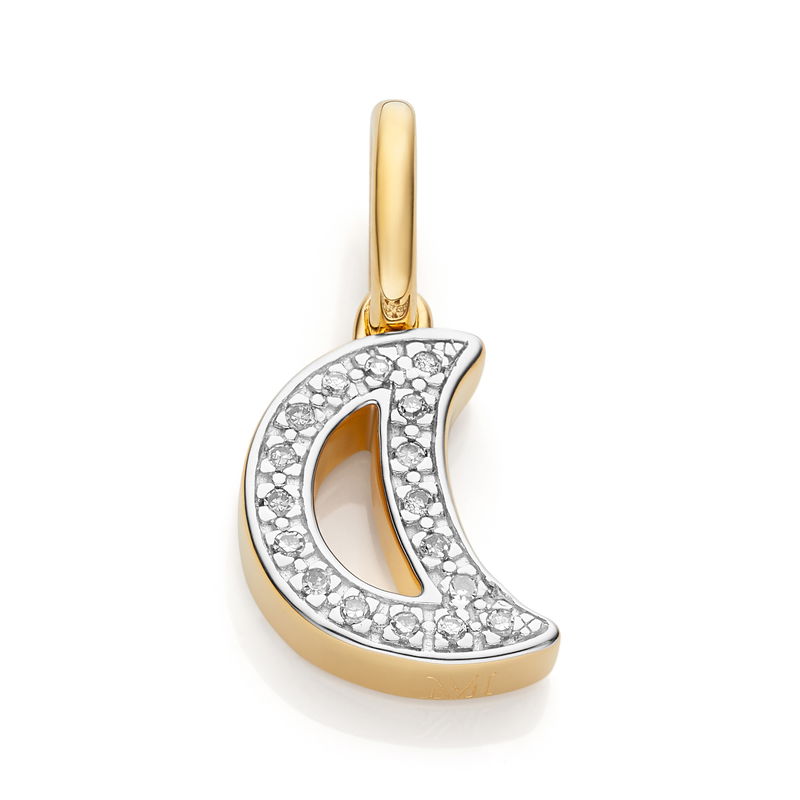 MONICA VINADER Alphabet Moon Diamond Pendant Charm endource