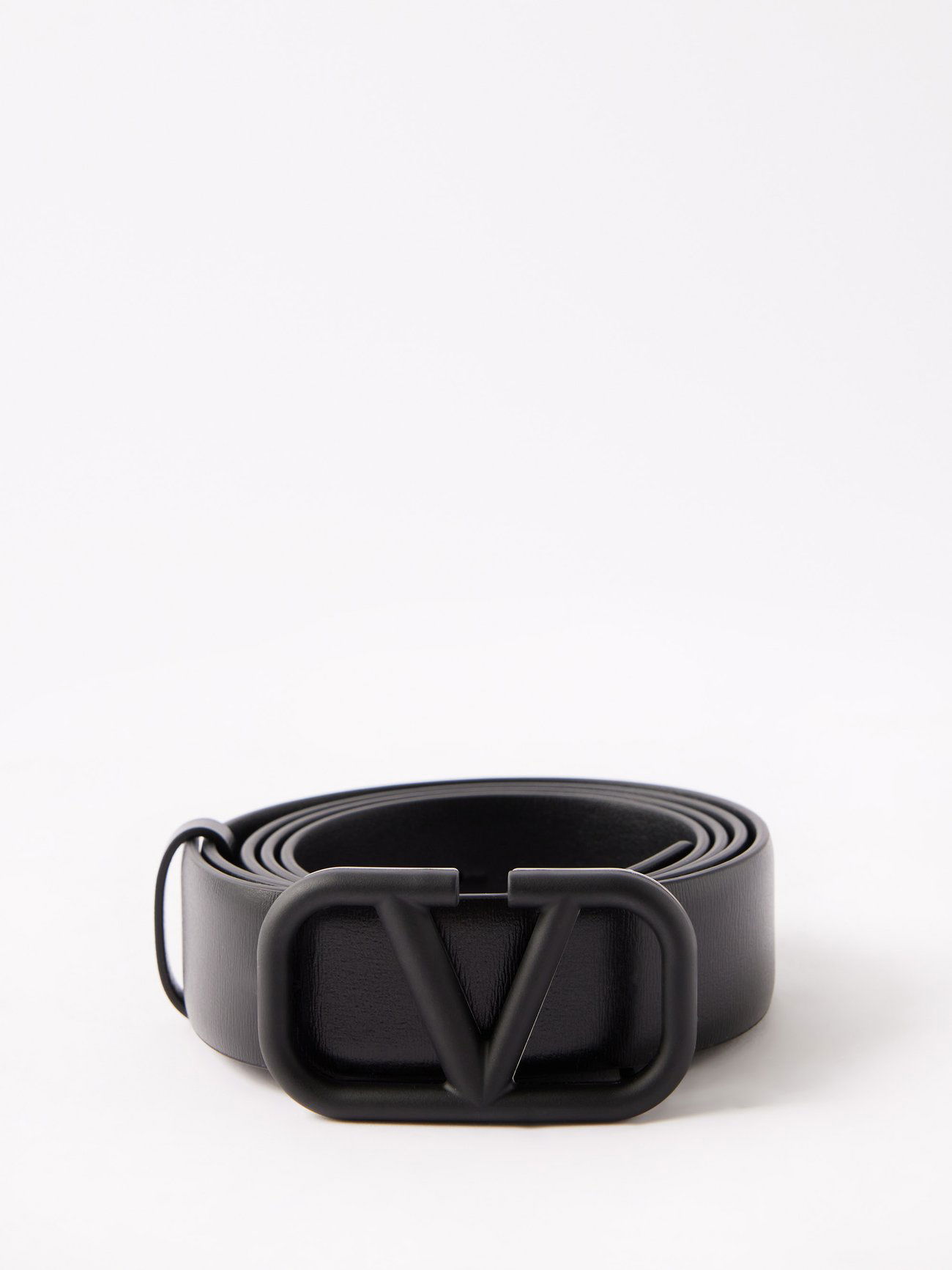 Valentino Garavani 30mm Leather Belt W/ V Logo Buckle In Selleria