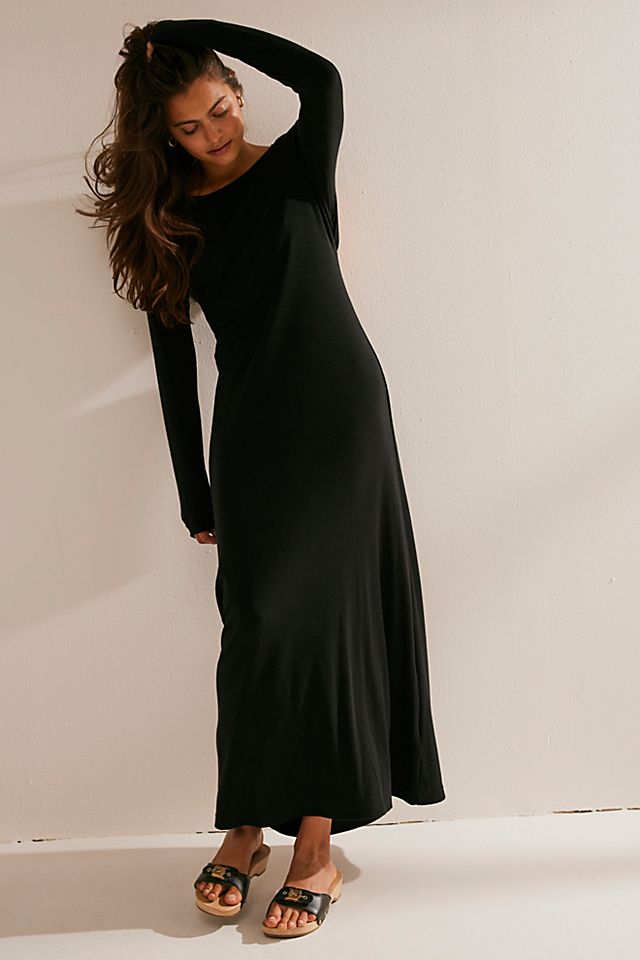 chinese dress ladies Free People Black Floral Print Open Back Maxi Dress UK XS