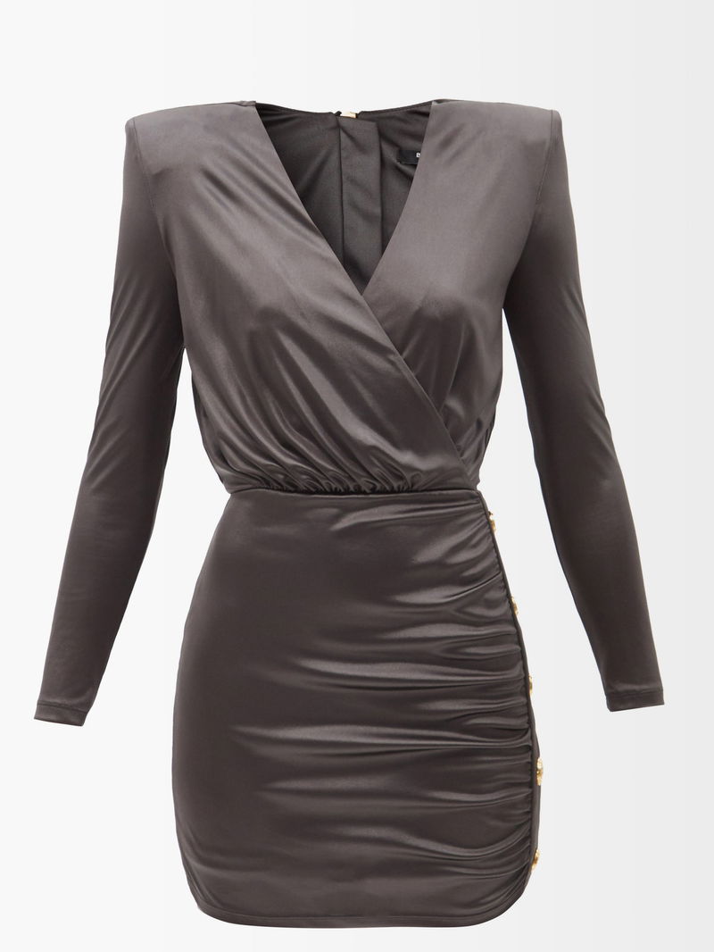 Slinky Wrap Long Sleeve Bodycon Dress