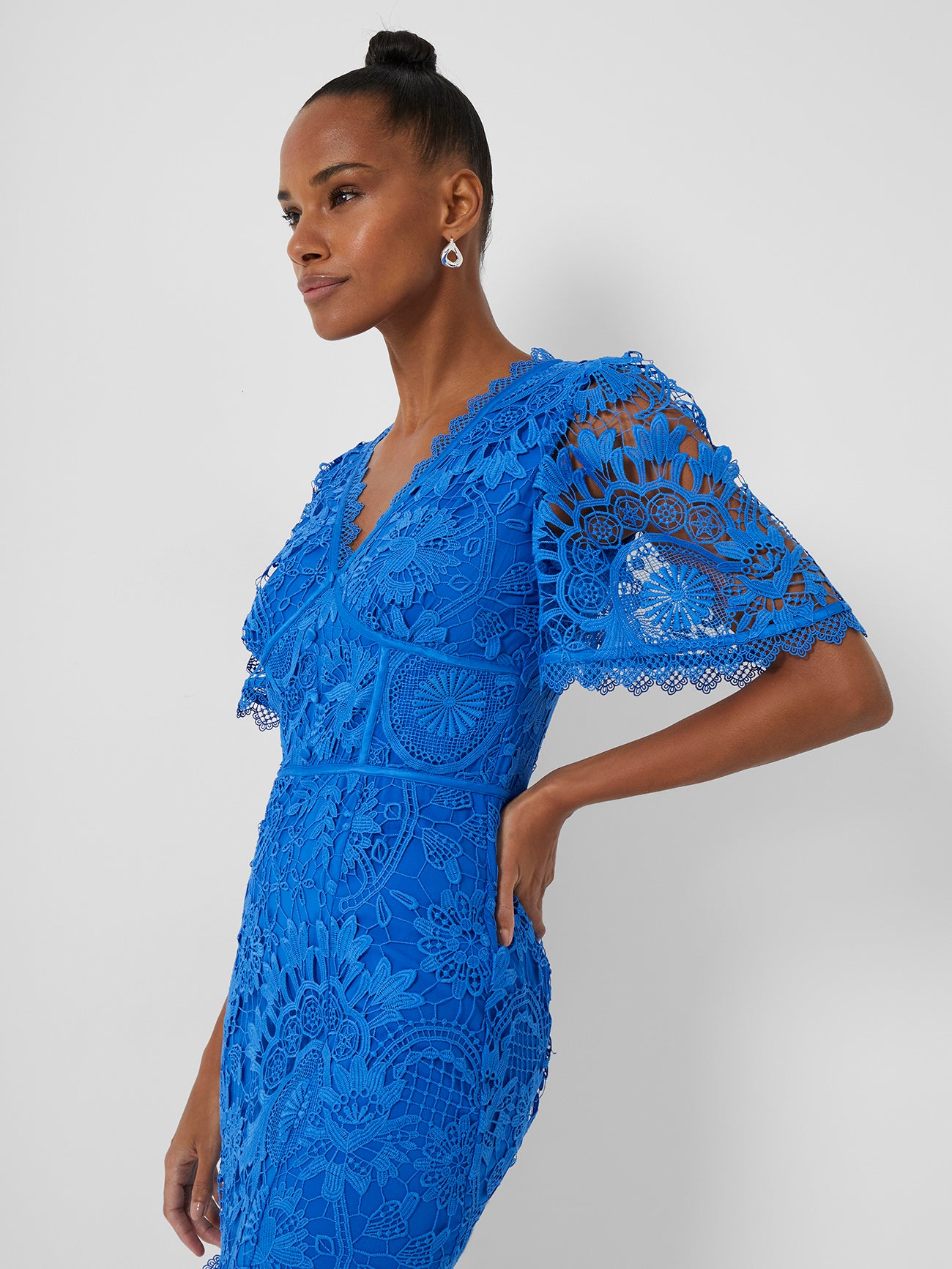 chinese dress ladies Skye Lace Godet Shirt Dress Blue Lace Mix main image 0