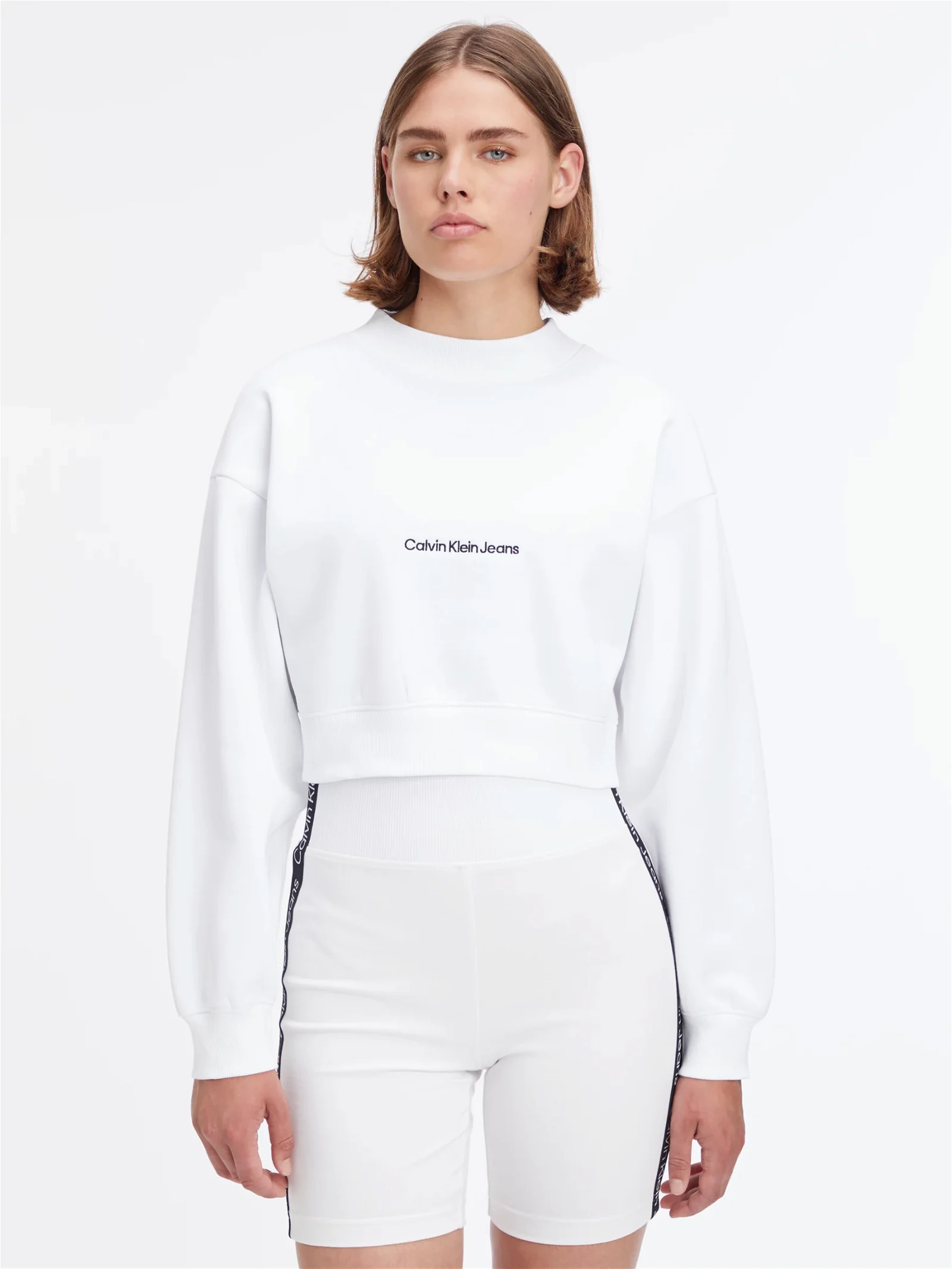 Calvin Klein Cropped Knit Top in White