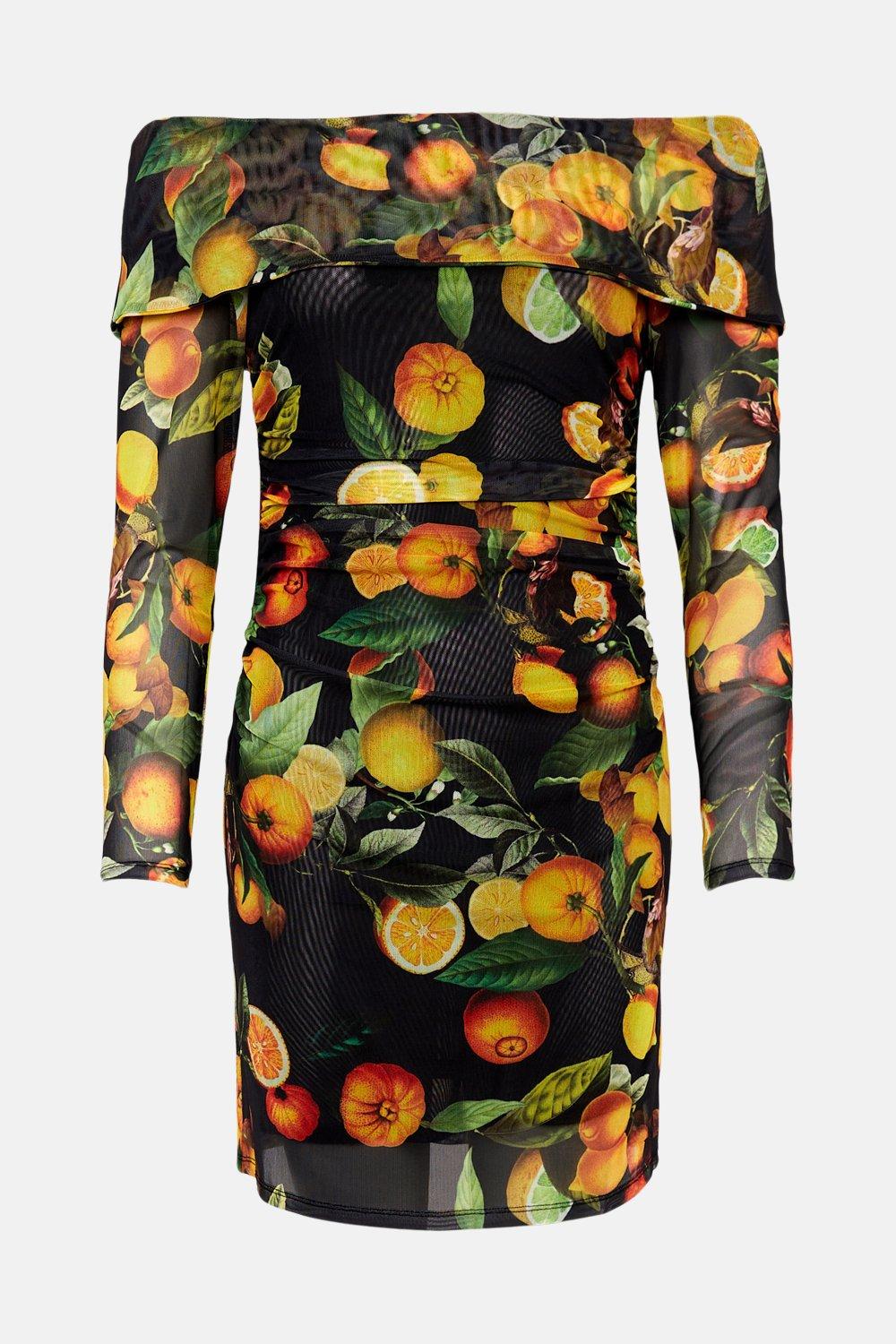 orange midi dress with sleeves Orange Floral Long Sleeves Midi Dress – Gabi Swimwear