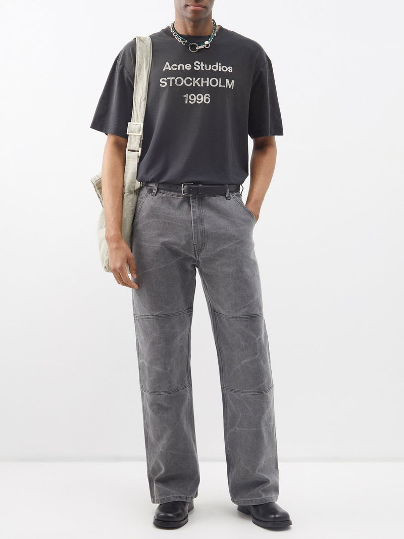 ACNE STUDIOS Palma Double-Knee Cotton-Canvas Trousers in Grey | Endource