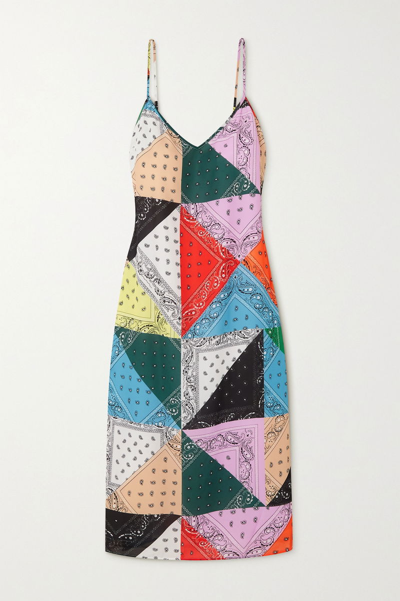STAUD Dolores Patchwork Paisley-Print Crepe Midi Dress | endource STAUD Dolores Patchwork Paisley-Print Crepe Midi Dress | endource