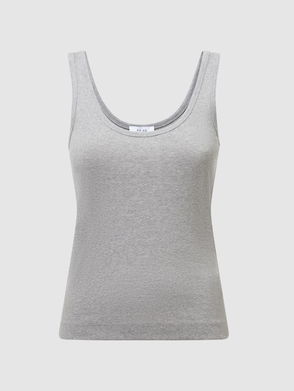 HUSH Organic Cotton Tank Top, Lightest Grey Marl at John Lewis & Partners