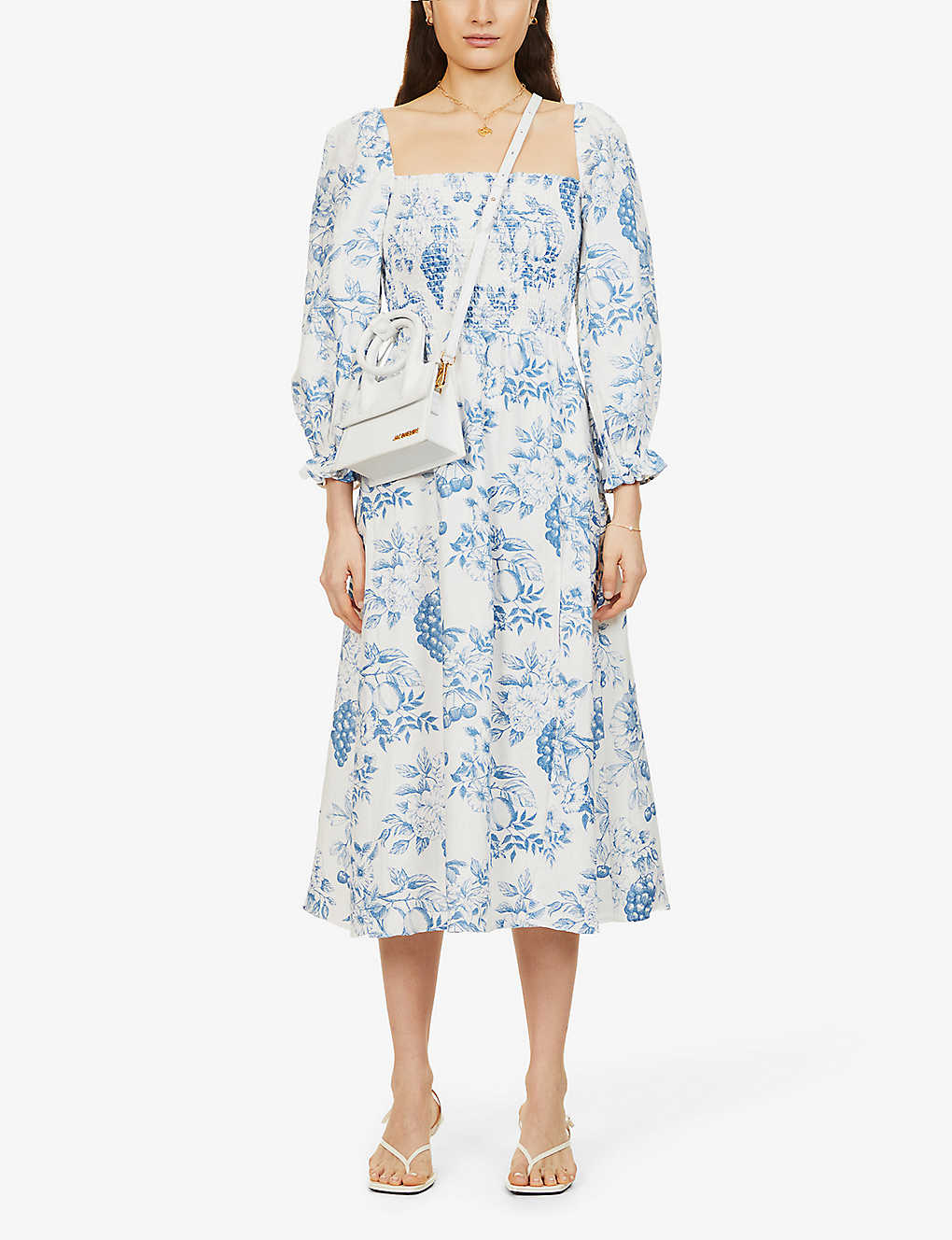 REFORMATION Gitane Floral-Print Linen Midi Dress | endource