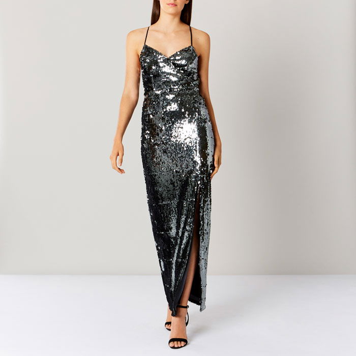 coast sequin maxi dress Coast Women's Chiffon Cape Style Sequin Maxi Dress in Sage