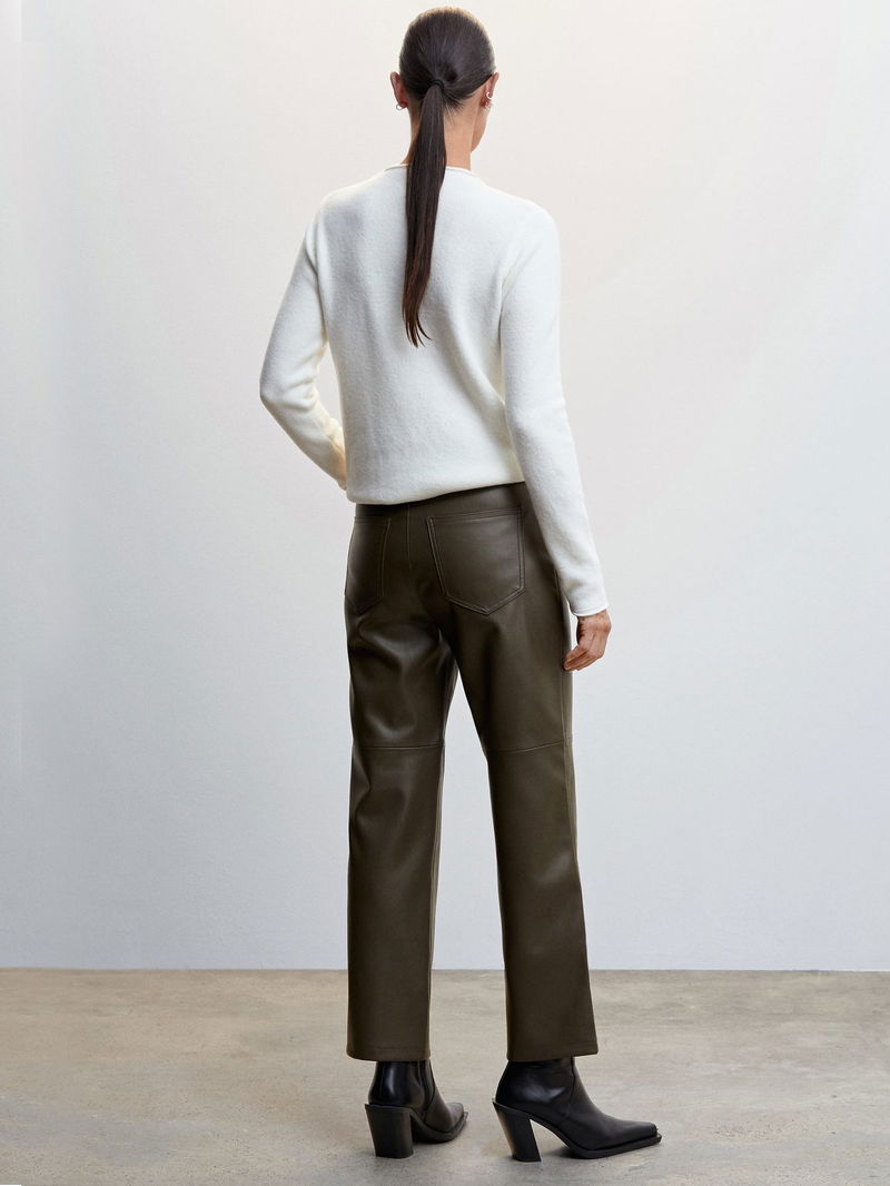 Mango Leather Pants Faux Leather Drawstring Trousers Leather