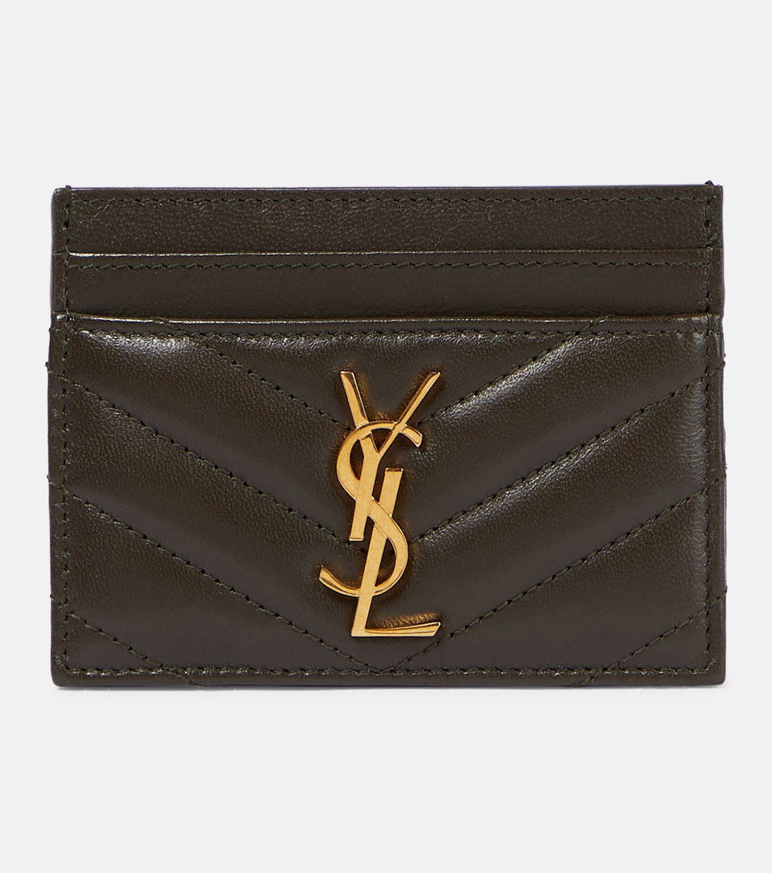 Saint Laurent Men's Cassandre Leather Card Holder Black