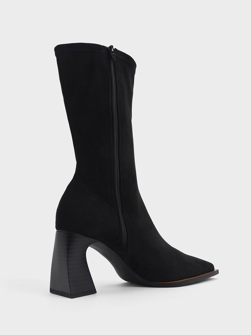 Black Platform Side-Zip Ankle Boots | CHARLES & KEITH