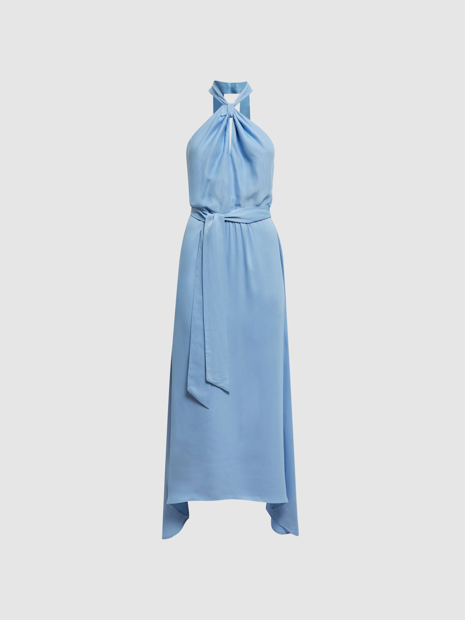 evelyn fitted halter neck midi dress MINKPINK Evelyn Halter Midi Dress In Blue Floral Print