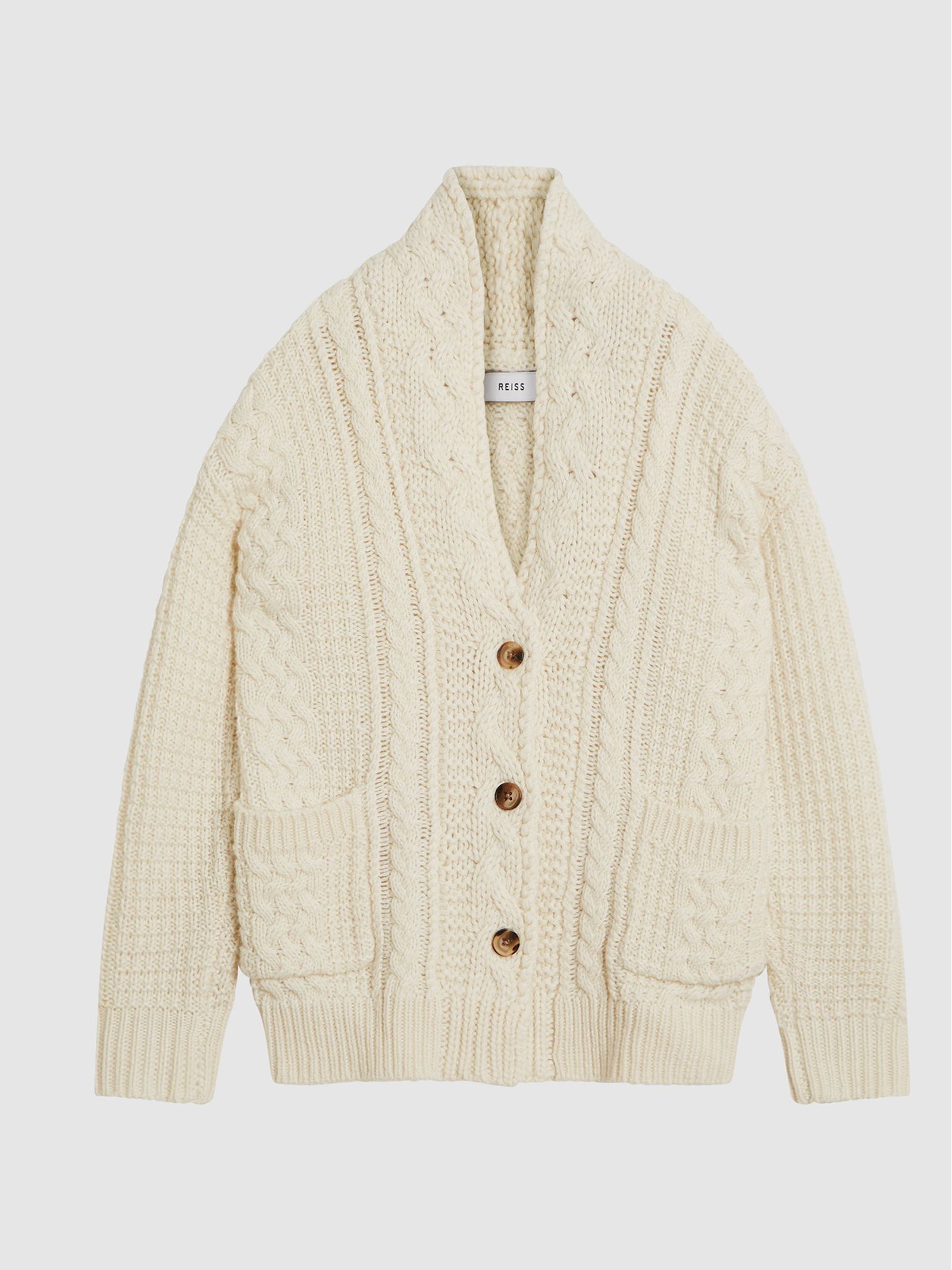 Girls Cream Cable Knit Cardigan