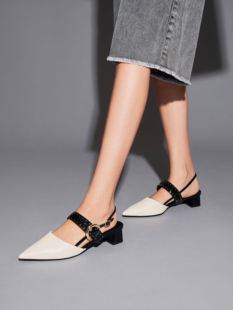 Charles And Keith Slingback Chalk Katarina Trapeze Heel Slingback