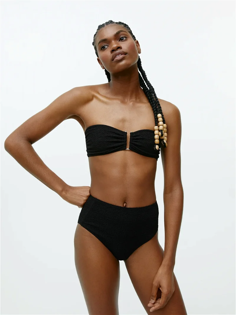 ARKET Textured Bandeau Bikini Top in Black | Endource